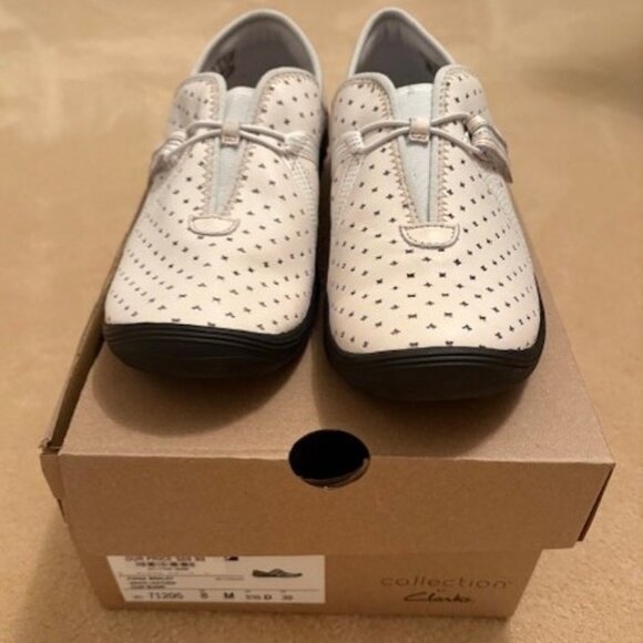 Clarks Fiana Braley White Leather Shoes 8 - Picture 1 of 3